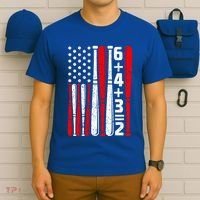 6+4+3 2 Baseball Double Play Patriotic Vintage American Flag Meaningful Gift T-Shirt thumb 6