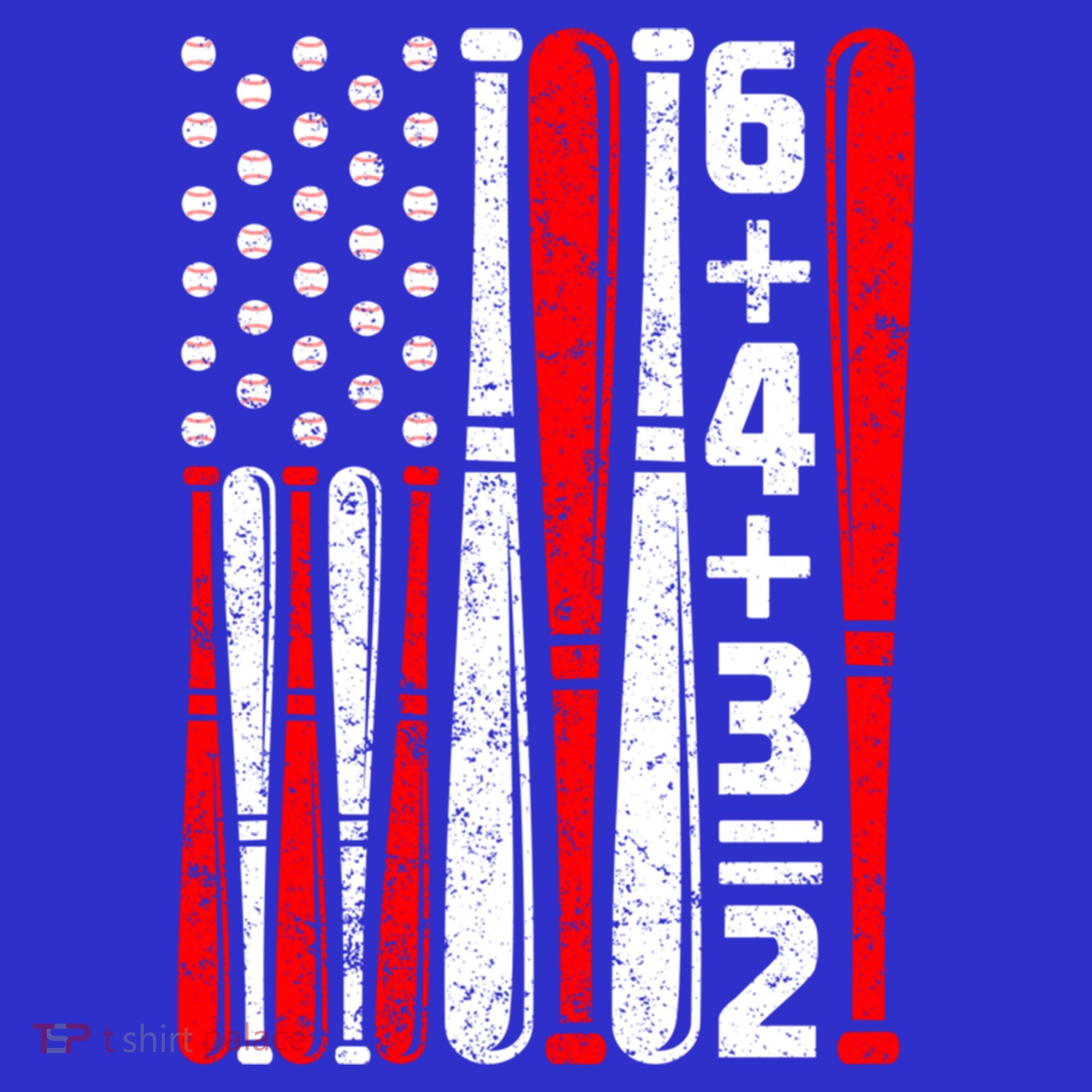 6+4+3 2 Baseball Double Play Patriotic Vintage American Flag Meaningful Gift T-Shirt