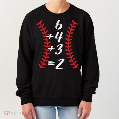 6+4+3 2 Baseball Laces Funny Double Play Math Turn Two Cute Gift Women's Sweatshirt