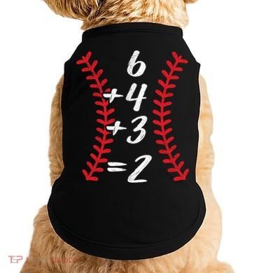 6+4+3 2 Baseball Laces Funny Double Play Math Turn Two Cute Gift Doggie Tank