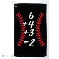 6+4+3 2 Baseball Laces Funny Double Play Math Turn Two Cute Gift Golf Towel thumb 0