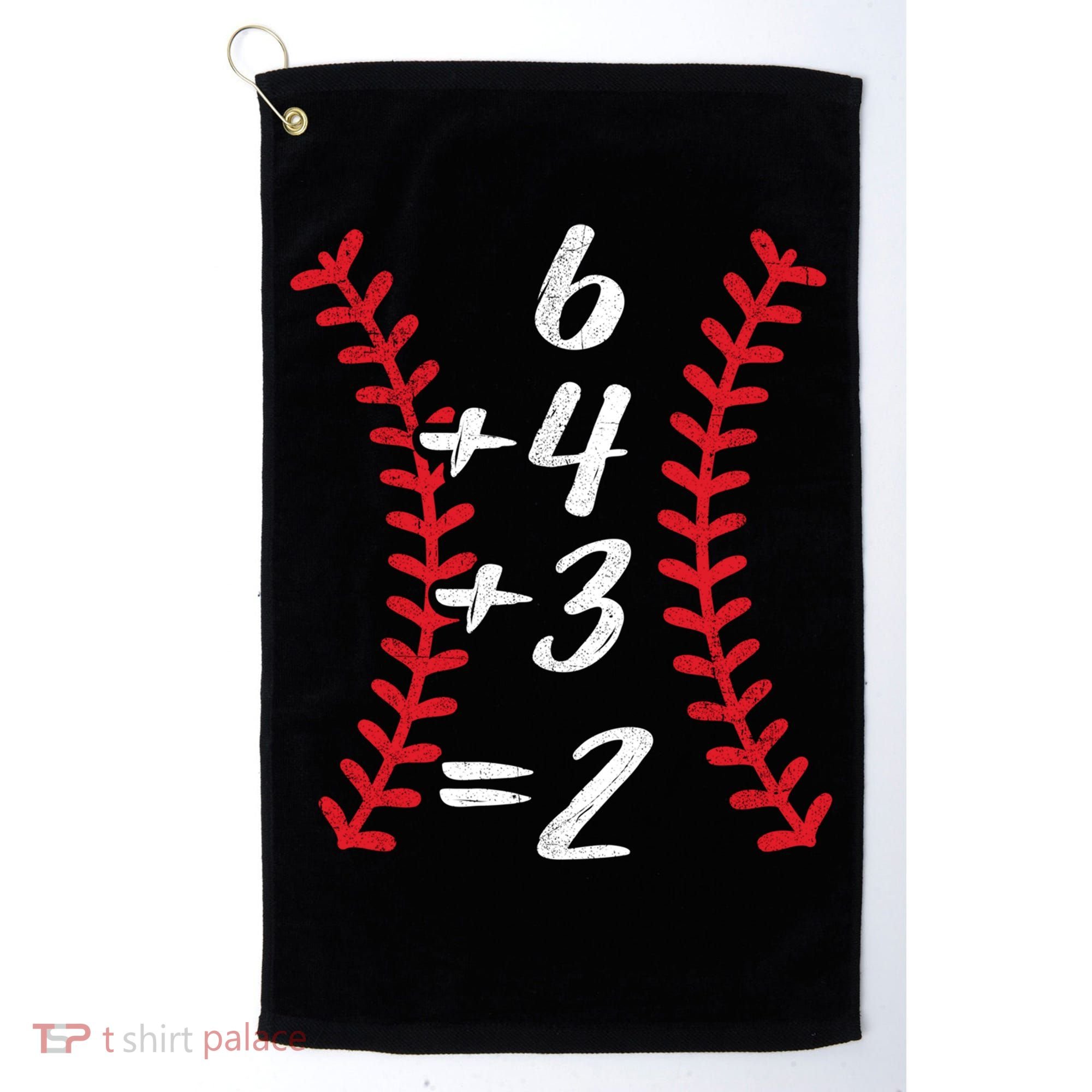 6+4+3 2 Baseball Laces Funny Double Play Math Turn Two Cute Gift Golf Towel