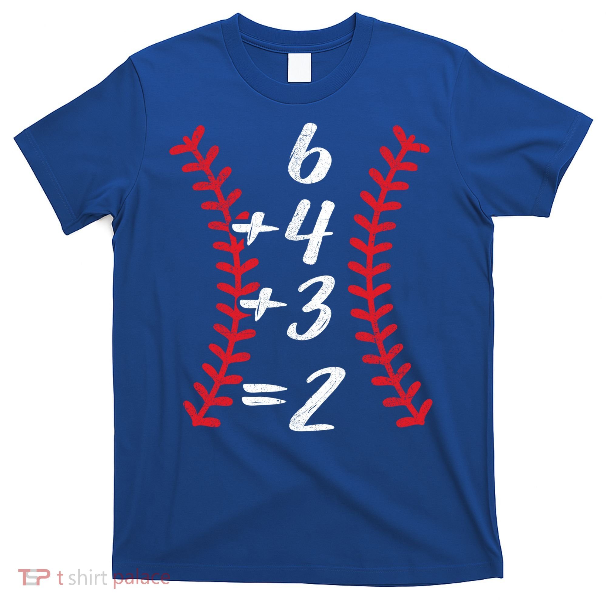 6+4+3 2 Baseball Laces Funny Double Play Math Turn Two Cute Gift T-Shirt