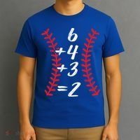 6+4+3 2 Baseball Laces Funny Double Play Math Turn Two Cute Gift T-Shirt thumb 3
