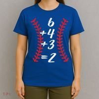 6+4+3 2 Baseball Laces Funny Double Play Math Turn Two Cute Gift T-Shirt thumb 4