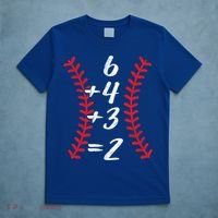 6+4+3 2 Baseball Laces Funny Double Play Math Turn Two Cute Gift T-Shirt thumb 5