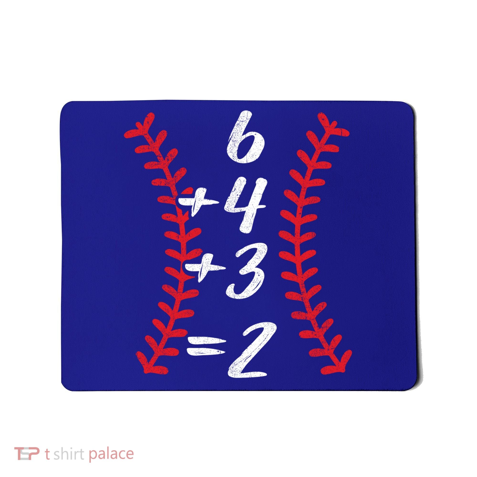 6+4+3 2 Baseball Laces Funny Double Play Math Turn Two Cute Gift Mousepad