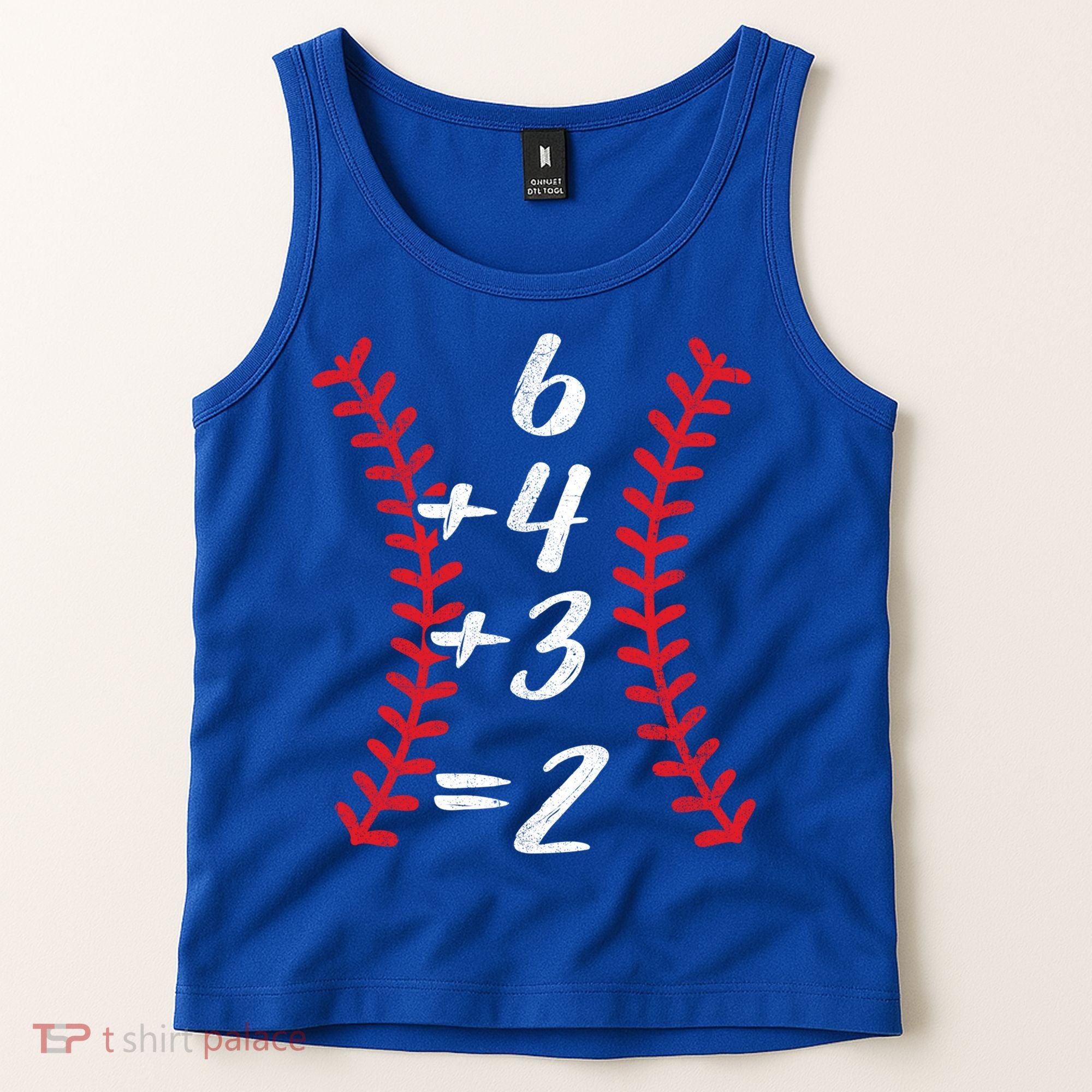 6+4+3 2 Baseball Laces Funny Double Play Math Turn Two Cute Gift Tank Top
