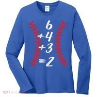 6+4+3 2 Baseball Laces Funny Double Play Math Turn Two Cute Gift Women's Long Sleeve Shirt thumb 0