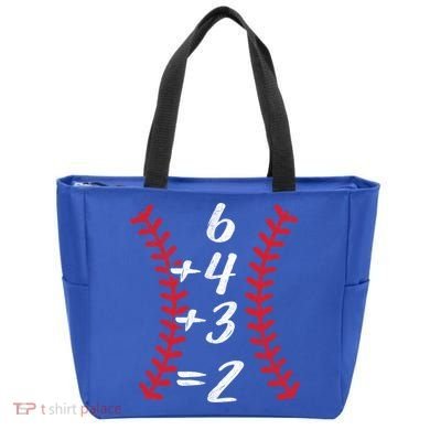 6+4+3 2 Baseball Laces Funny Double Play Math Turn Two Cute Gift Tote Bag