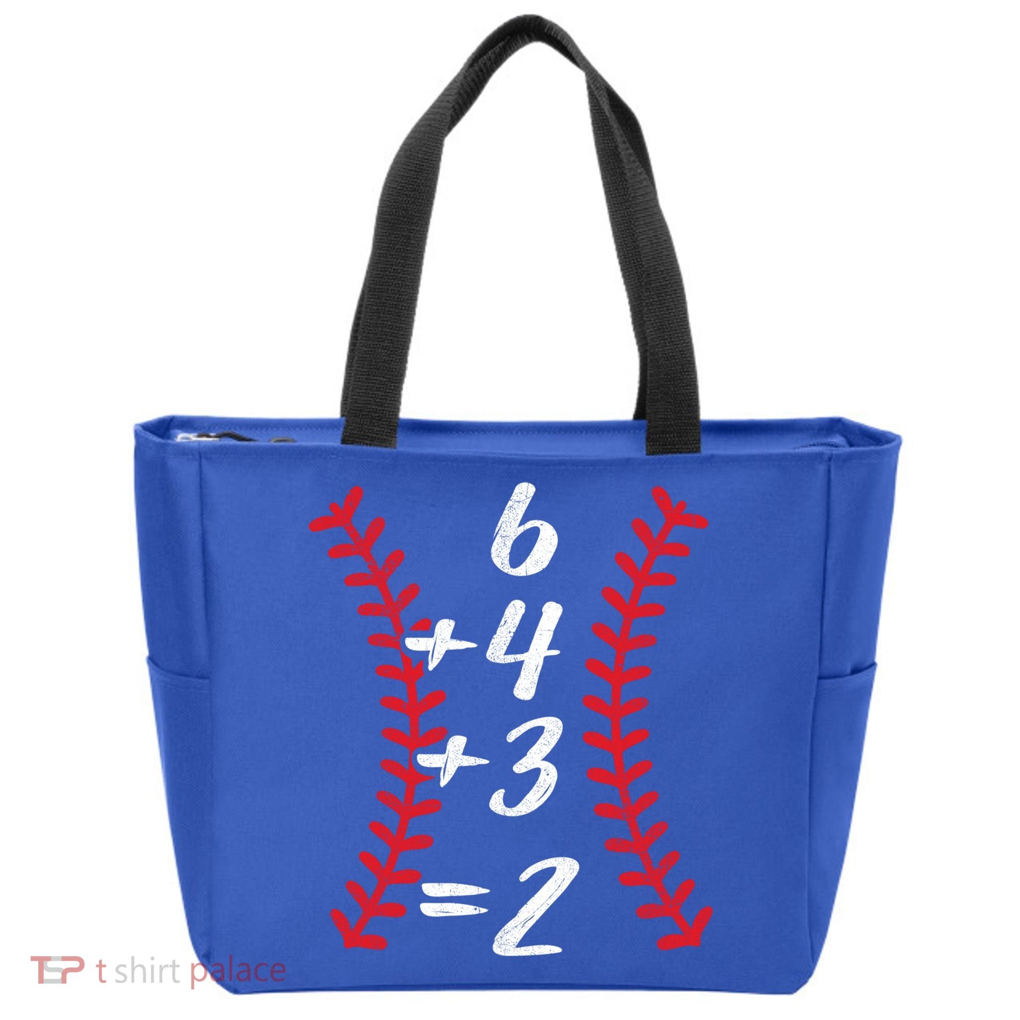6+4+3 2 Baseball Laces Funny Double Play Math Turn Two Cute Gift Tote Bag