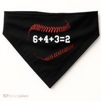 6 4 3=2 Double Play Baseball Player Gift Baseball Saying USA-Made Doggie Bandana thumb 0