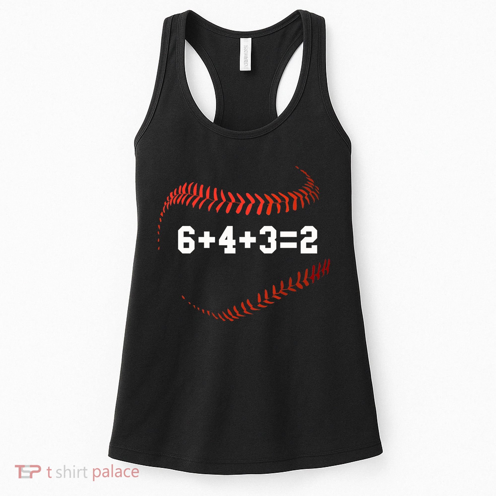 6 4 3=2 Double Play Baseball Player Gift Baseball Saying Women's Tank Top