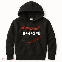 6 4 3=2 Double Play Baseball Player Gift Baseball Saying Kids Hoodie thumb 0