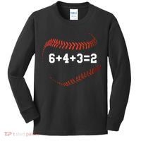6 4 3=2 Double Play Baseball Player Gift Baseball Saying Kids Long Sleeve Shirt thumb 0