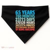 65 Years Of Being Awesome Birthday Time Breakdown USA-Made Doggie Bandana thumb 0