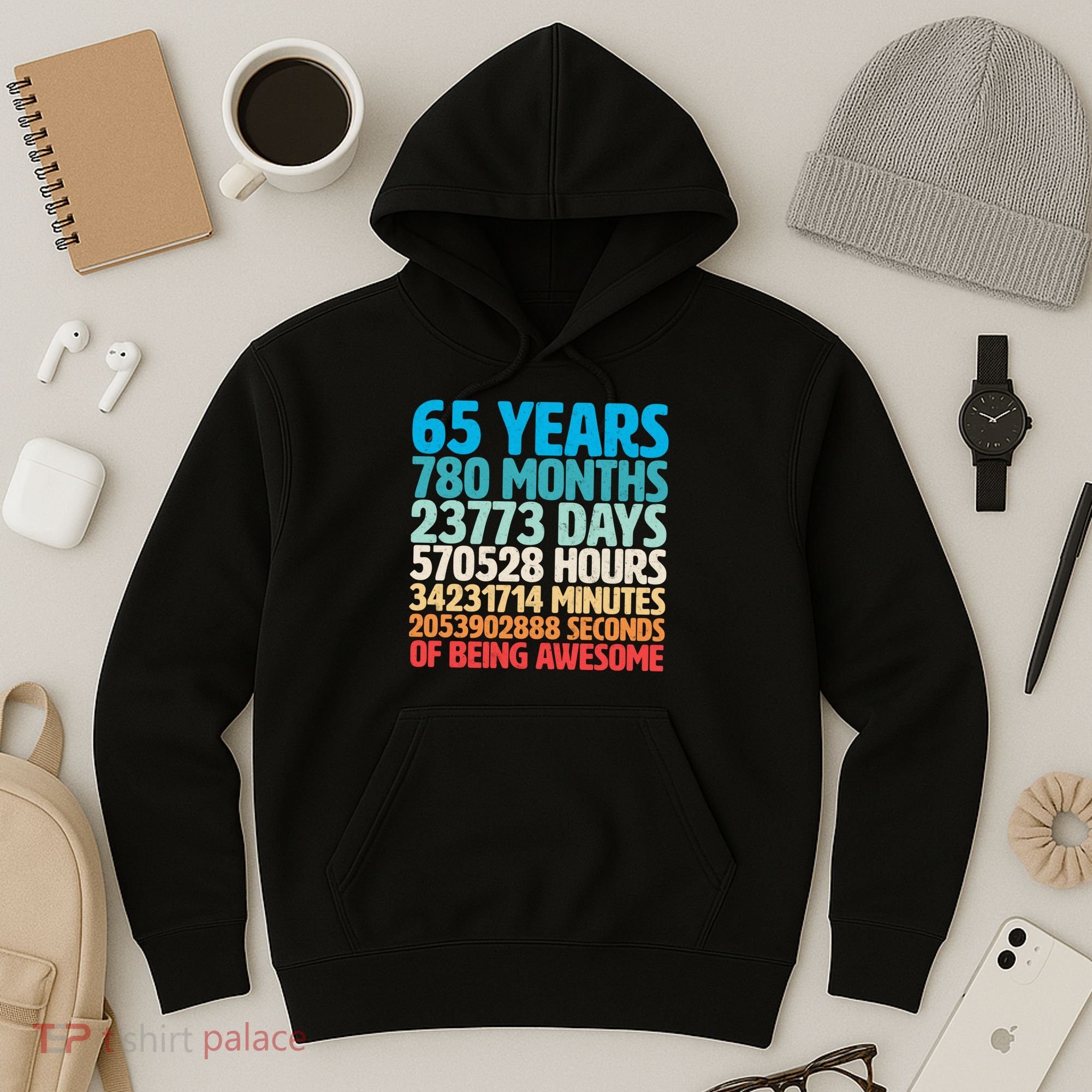 65 Years Of Being Awesome Birthday Time Breakdown Hoodie