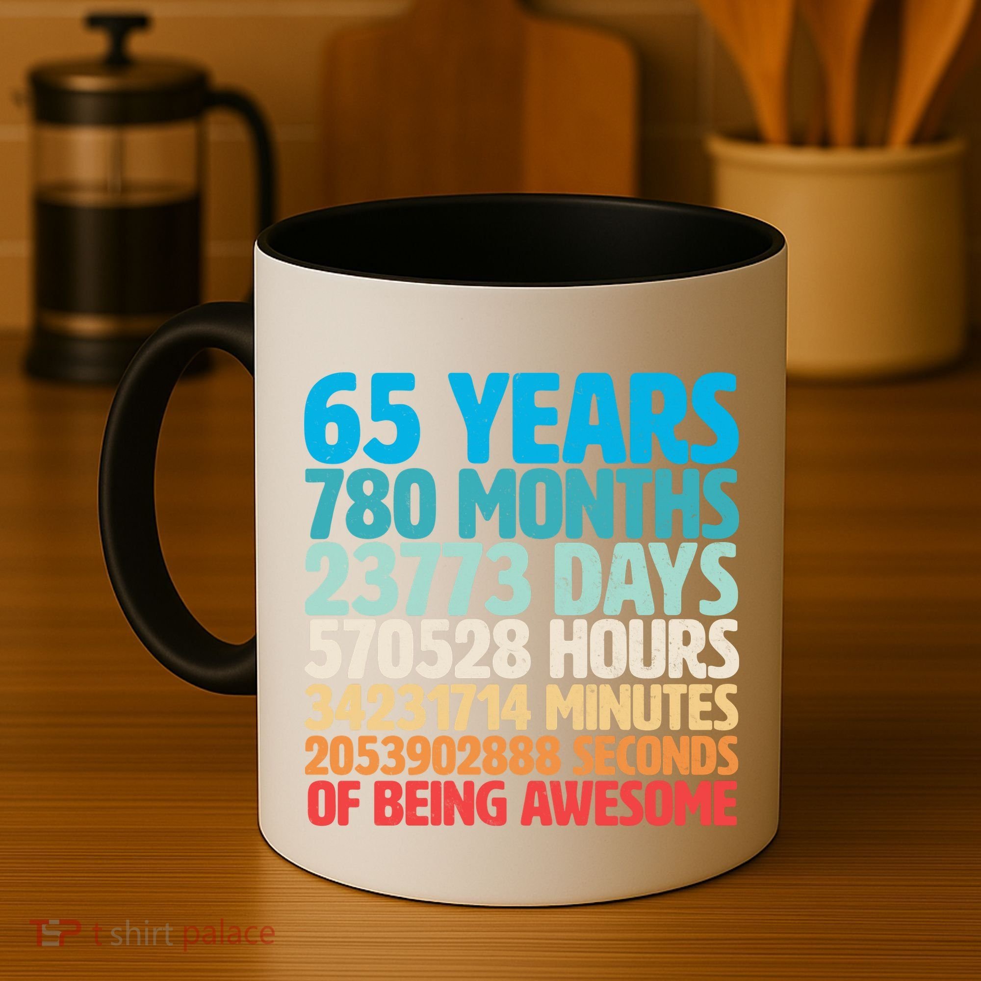 65 Years Of Being Awesome Birthday Time Breakdown Coffee Mug