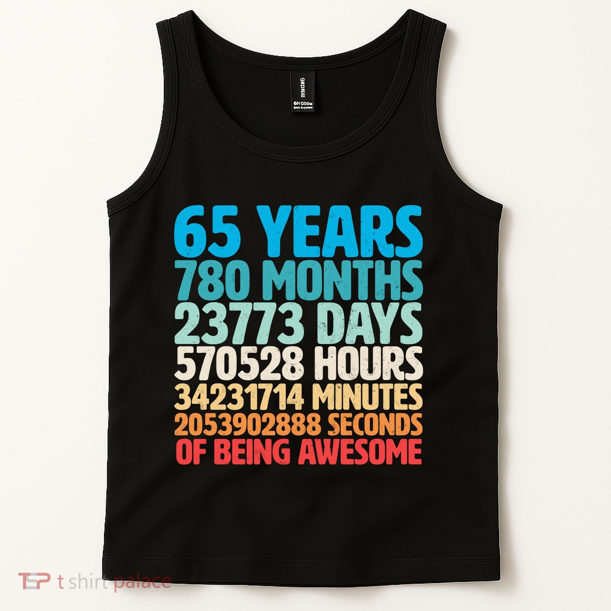 65 Years Of Being Awesome Birthday Time Breakdown Tank Top