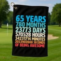 65 Years Of Being Awesome Birthday Time Breakdown Golf Towel thumb 1