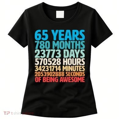 65 Years Of Being Awesome Birthday Time Breakdown Women's T-Shirt