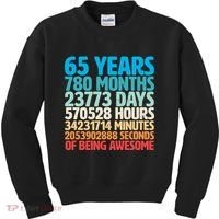 65 Years Of Being Awesome Birthday Time Breakdown Kids Sweatshirt thumb 0
