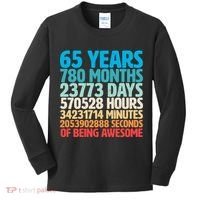 65 Years Of Being Awesome Birthday Time Breakdown Kids Long Sleeve Shirt thumb 0