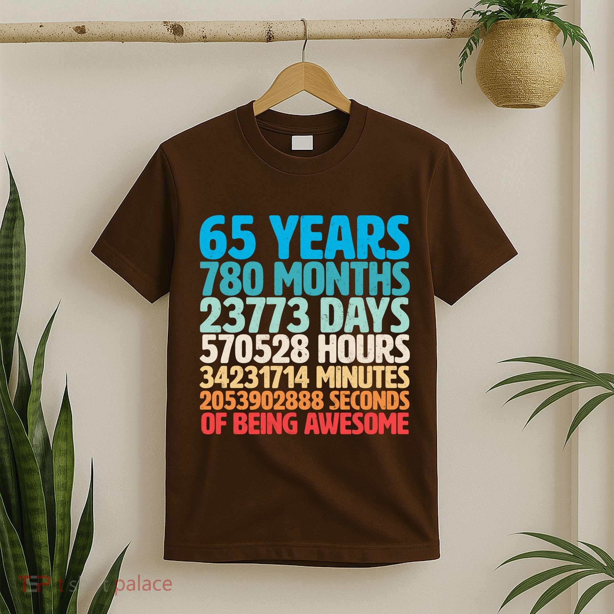 65 Years Of Being Awesome Birthday Time Breakdown T-Shirt