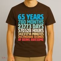 65 Years Of Being Awesome Birthday Time Breakdown T-Shirt thumb 3
