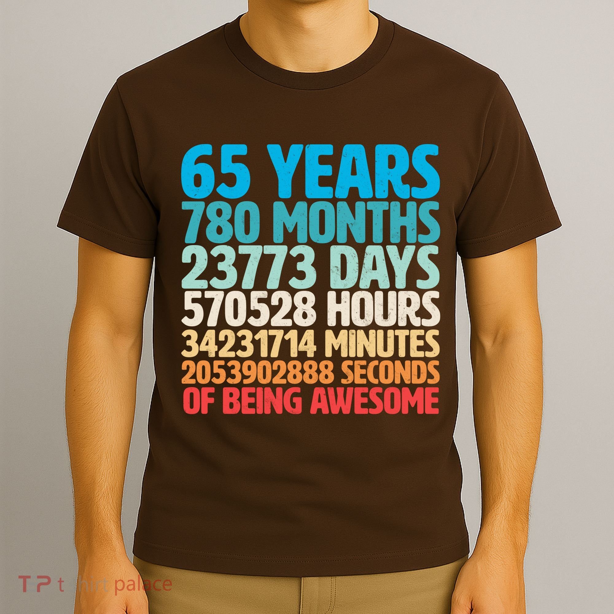 65 Years Of Being Awesome Birthday Time Breakdown T-Shirt