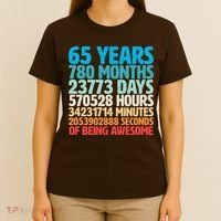 65 Years Of Being Awesome Birthday Time Breakdown T-Shirt thumb 4