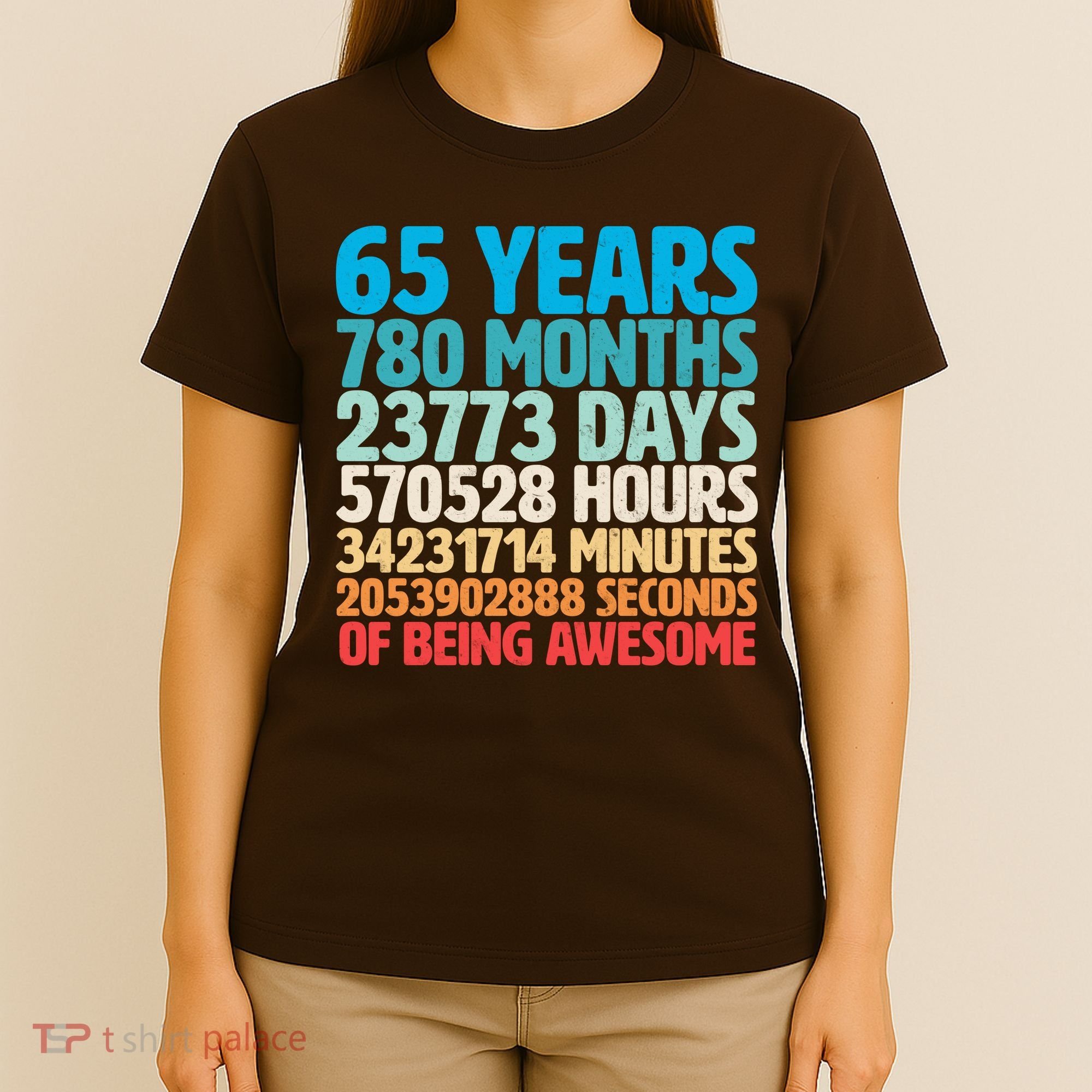 65 Years Of Being Awesome Birthday Time Breakdown T-Shirt