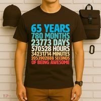 65 Years Of Being Awesome Birthday Time Breakdown T-Shirt thumb 6