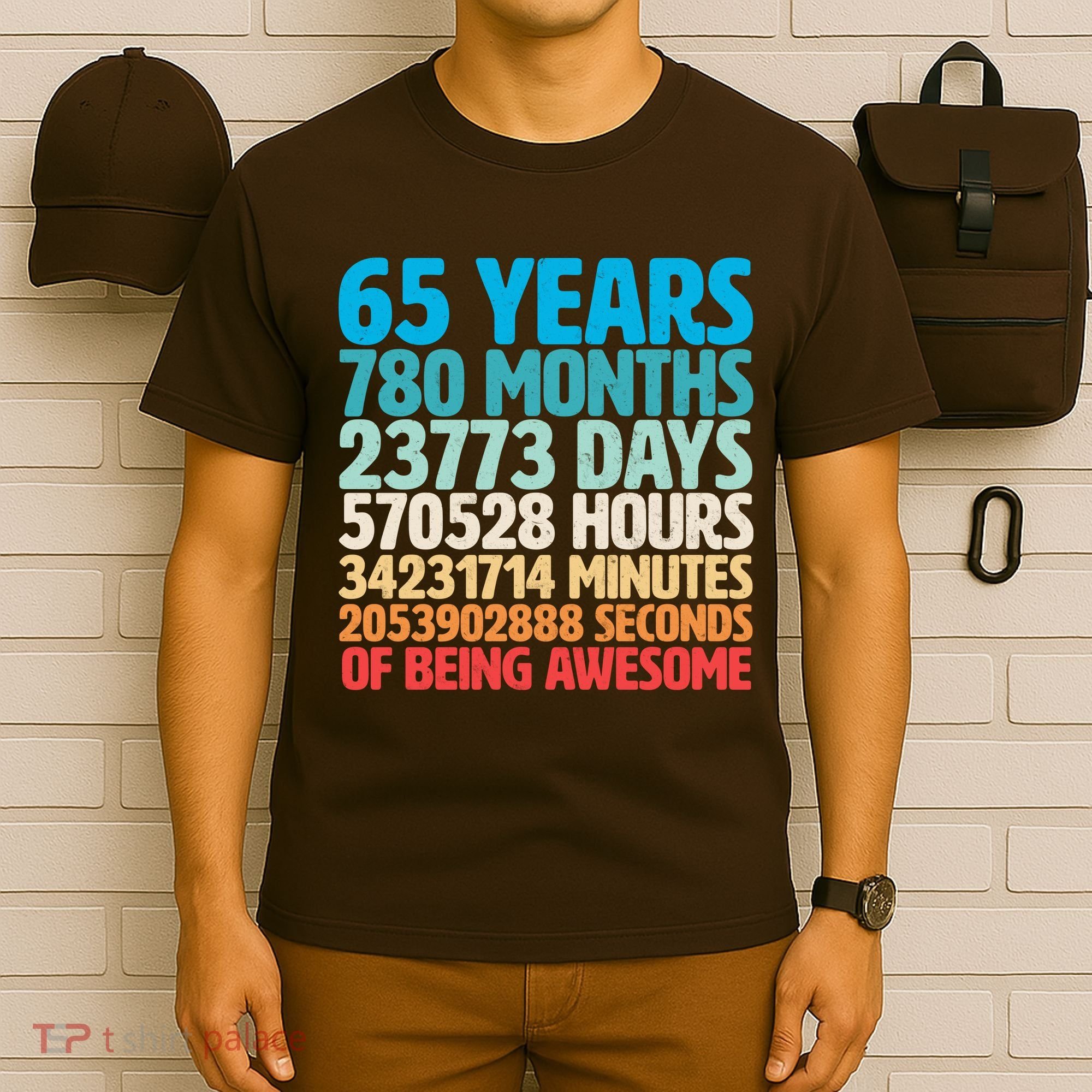 65 Years Of Being Awesome Birthday Time Breakdown T-Shirt