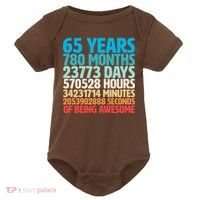65 Years Of Being Awesome Birthday Time Breakdown Baby Bodysuit thumb 0