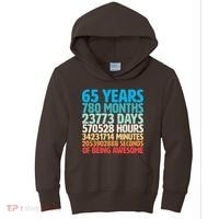 65 Years Of Being Awesome Birthday Time Breakdown Kids Hoodie thumb 0