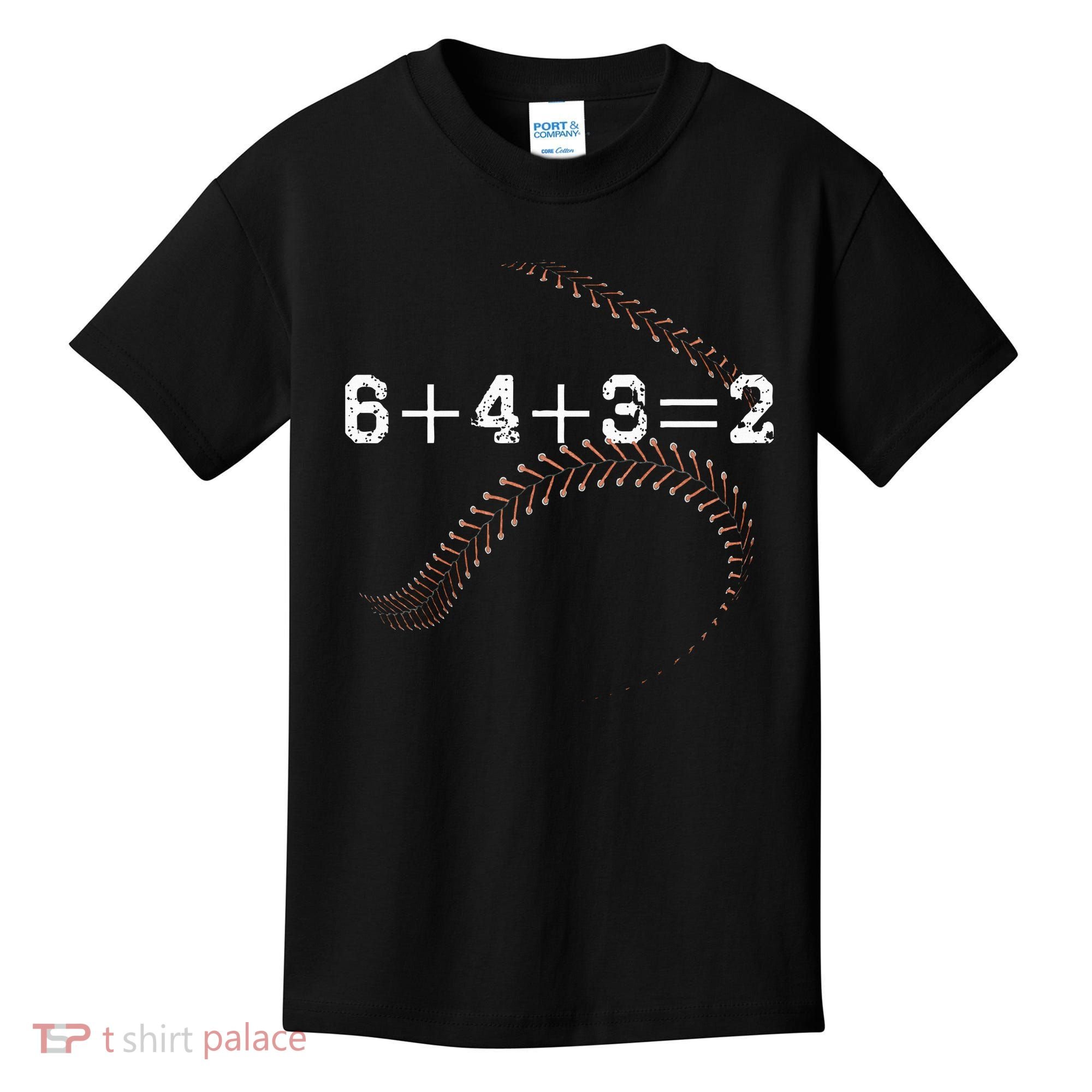 6+4+3=2 643 Double Play Outs Baseball Player Coach Softball Kids T-Shirt