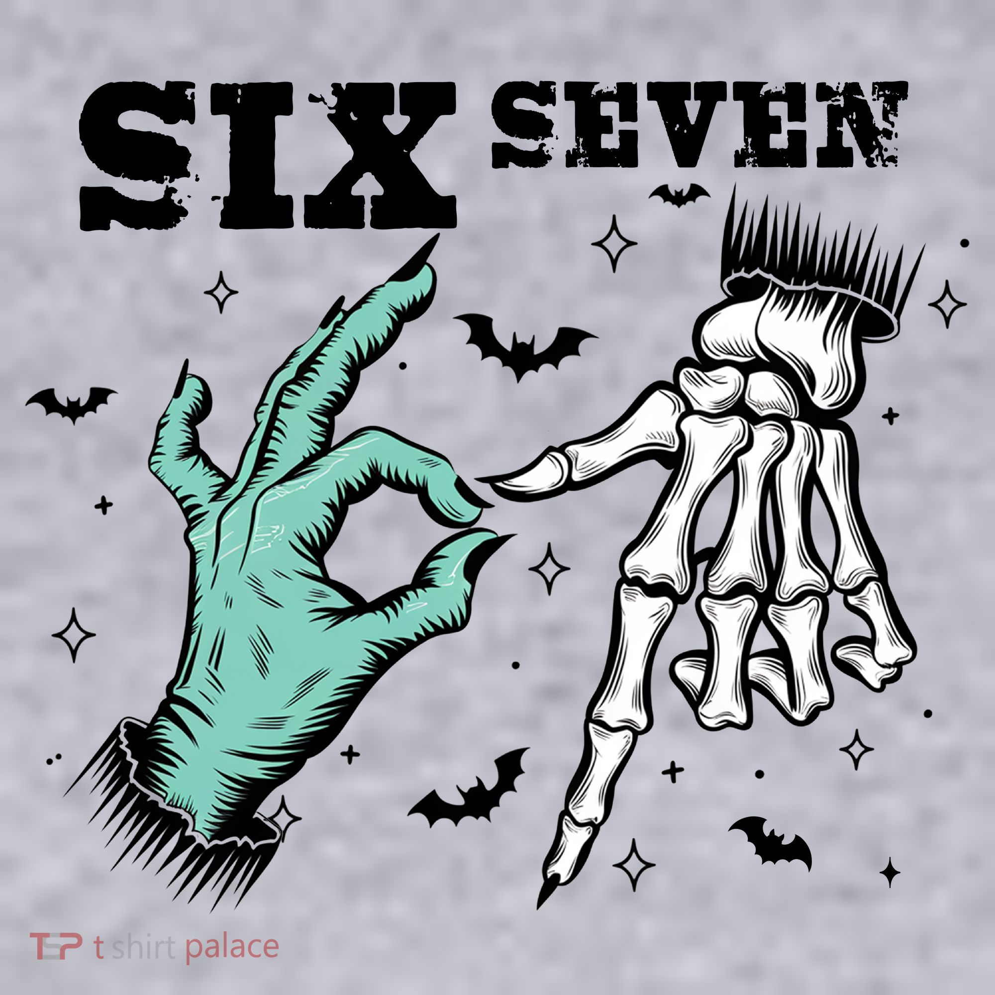 6 7 Meme Funny Witch Skeleton Hands 67 Halloween Women's Sweatshirt