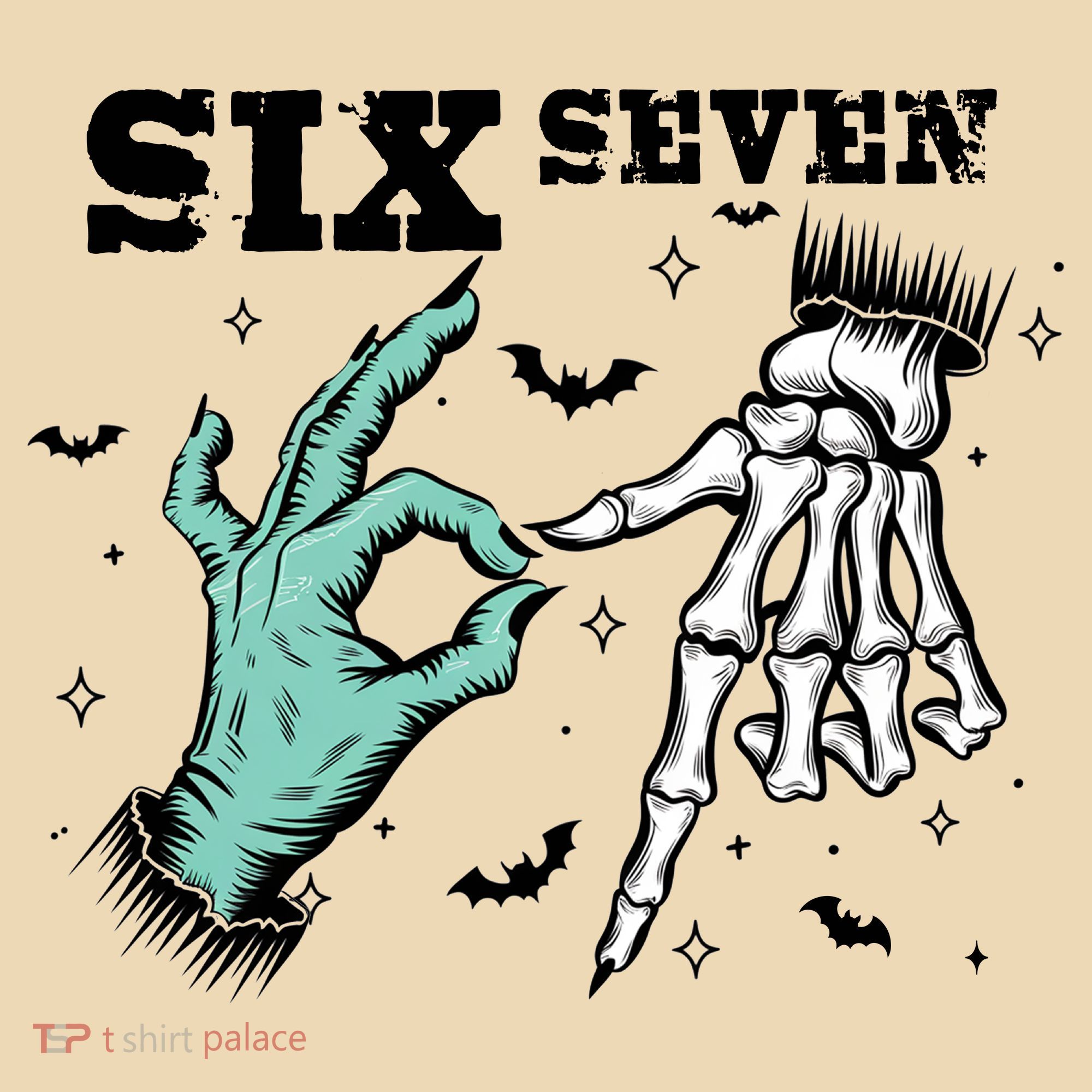 6 7 Meme Funny Witch Skeleton Hands 67 Halloween Tote Bag