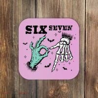 6 7 Meme Funny Witch Skeleton Hands 67 Halloween Coaster thumb 0