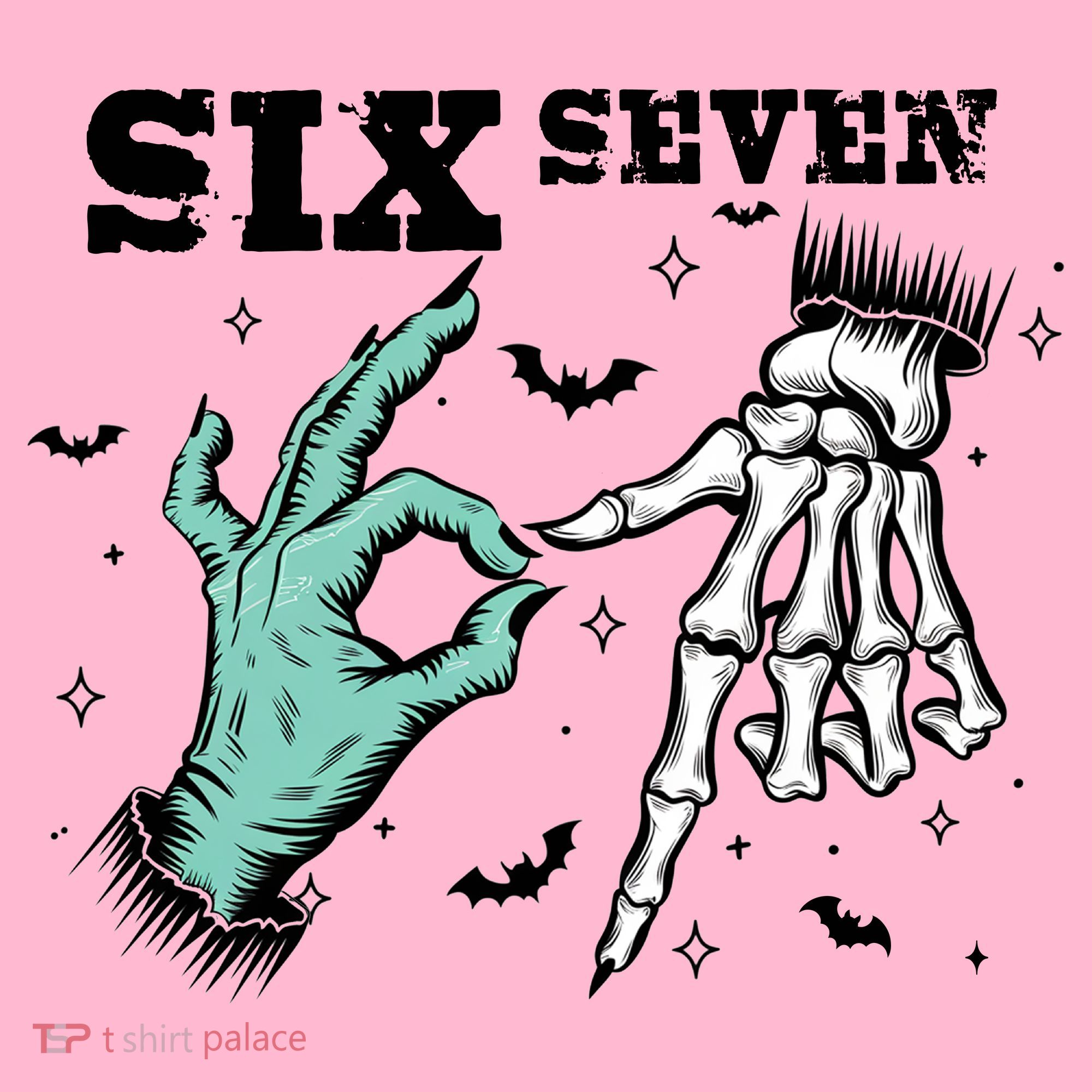 6 7 Meme Funny Witch Skeleton Hands 67 Halloween Coaster