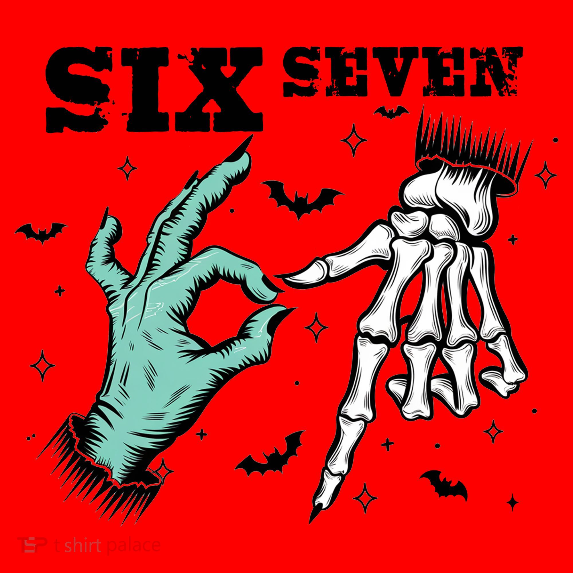 6 7 Meme Funny Witch Skeleton Hands 67 Halloween Santa Hat