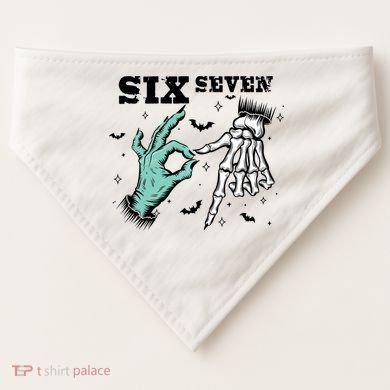 6 7 Meme Funny Witch Skeleton Hands 67 Halloween USA-Made Doggie Bandana