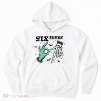 6 7 Meme Funny Witch Skeleton Hands 67 Halloween Hoodie thumb 0