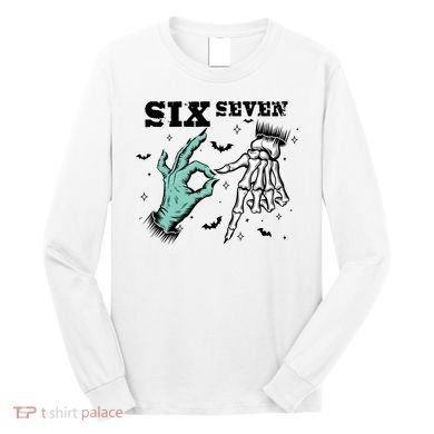 6 7 Meme Funny Witch Skeleton Hands 67 Halloween Long Sleeve Shirt