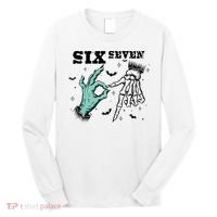 6 7 Meme Funny Witch Skeleton Hands 67 Halloween Long Sleeve Shirt thumb 0