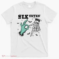 6 7 Meme Funny Witch Skeleton Hands 67 Halloween T-Shirt thumb 0
