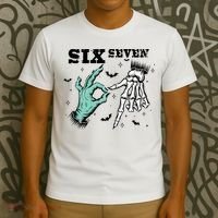 6 7 Meme Funny Witch Skeleton Hands 67 Halloween T-Shirt thumb 3