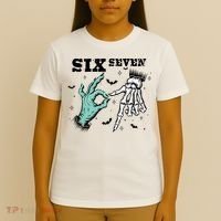 6 7 Meme Funny Witch Skeleton Hands 67 Halloween T-Shirt thumb 4