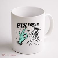 6 7 Meme Funny Witch Skeleton Hands 67 Halloween Coffee Mug thumb 1